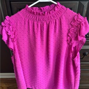 CeCe Fuchsia Ruffle Sleeve Blouse